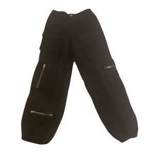 Black Cargo Jogger Pants Zipper Detail Streetwear Charlotte Russe – Never Worn